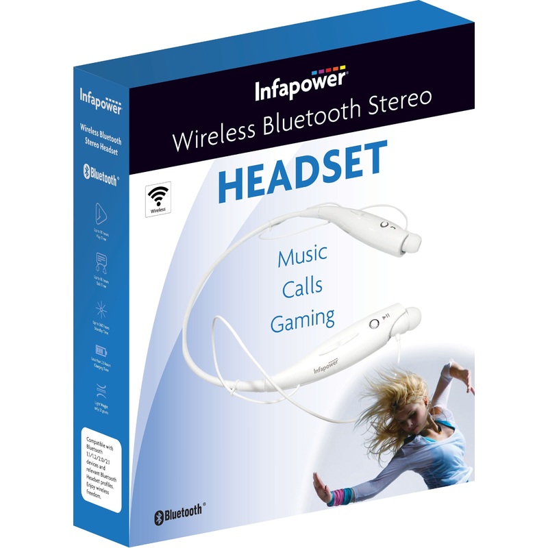 X304WHL BLUETOOTH STEREO HEADSET ( WHITE) (Parcel Rate)