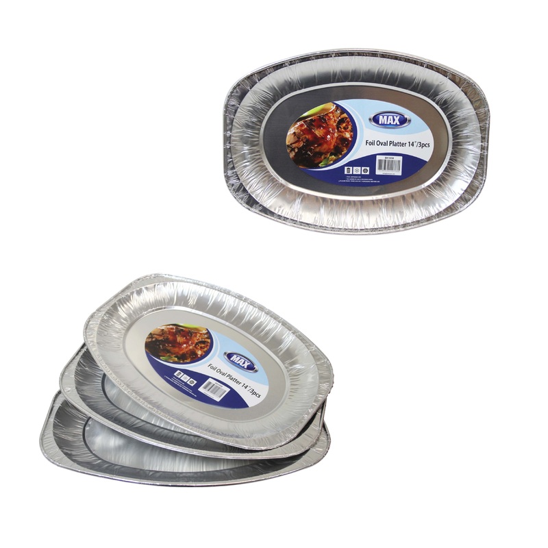 14” Foil Oval Serving Platter Tray Food Starters Oven And Freezer Safe Platters 3 Pack SK1050 (Parcel Rate)