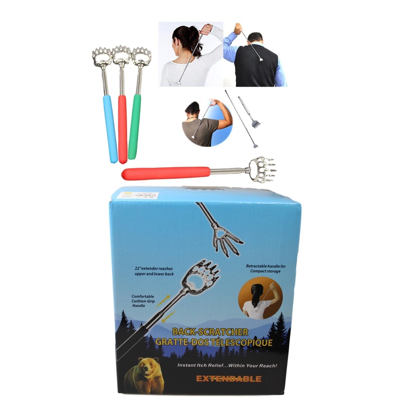 Back Scratcher Metal Telescopic Extendable Eagle Claw 3 Assorted Colours 5233 (Parcel Rate)