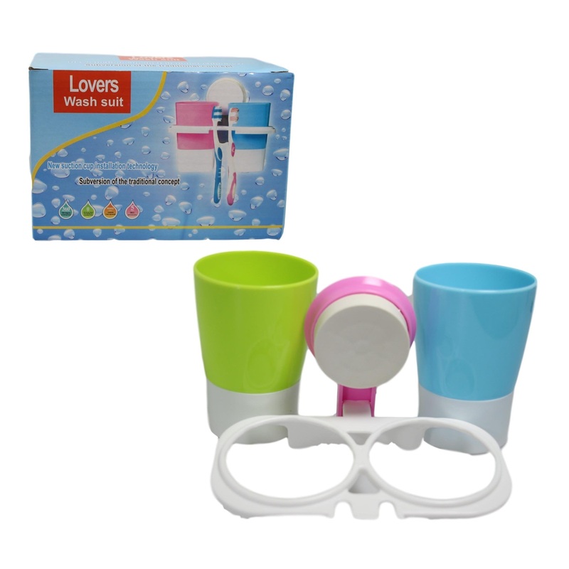 Bathroom Suction Complete Toiletry Care Cup Holder Suction Multi Coloured 5194 (Parcel Rate)