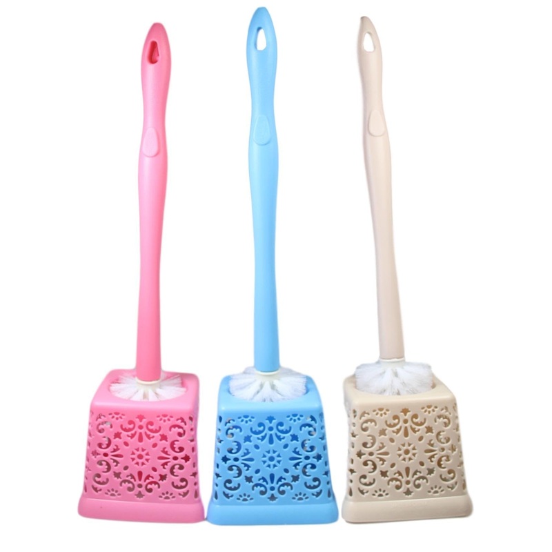 Bathroom Toilet Plastic Toilet Brush Lace Style 50 cm Assorted Colours 5193 (Parcel Rate)