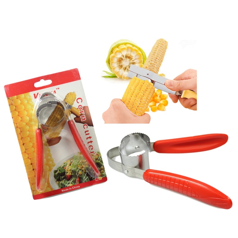 One Step Corn Peeler Thresher Tool Kitchen Cob Kerneler Cutter Stripper Red 5221 (Parcel Rate)