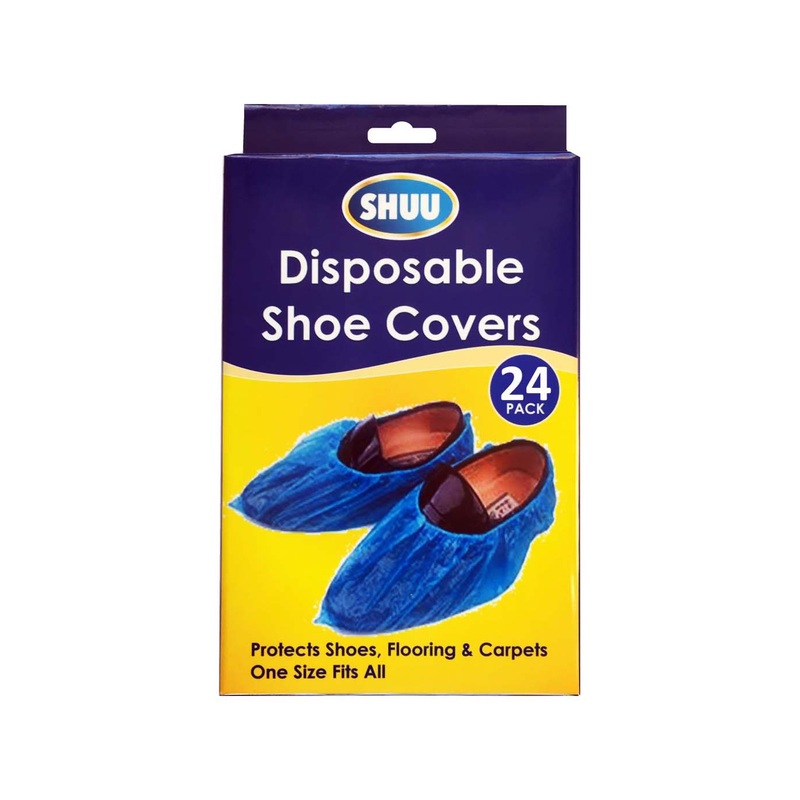 SHUU Disposable Shoe Protective Covers Safety Plastic Boots/Trainers Covers 24 Pack 2703 (Parcel Rate)