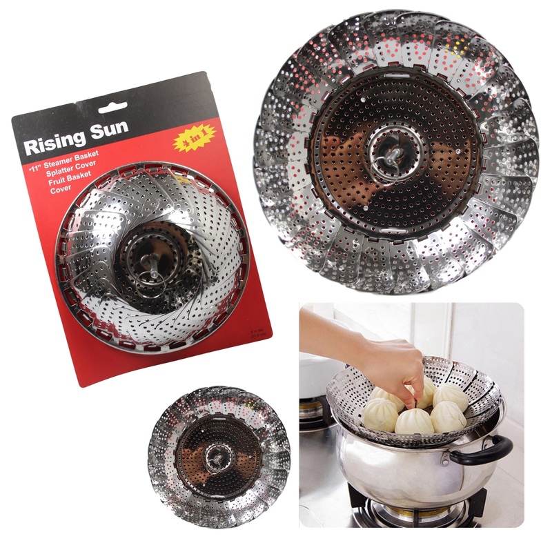 Stainless Steel Vegetable Food Steamer Basket Bowl 11″ 5208 A (Parcel Rate)