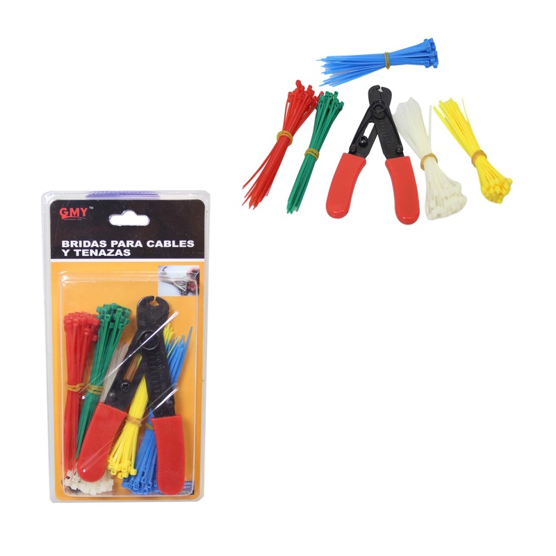 Cable Tie Set With Cutter Assorted Colour And Sizes Set Builders DIY Kit 6559 (Parcel Rate)
