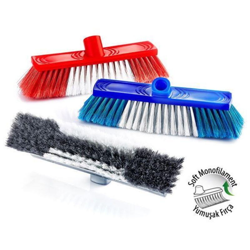 Plastic Soft Bristle Cleaning Broom Brush 120 cm Assorted Colours ZP156 (Parcel Rate)
