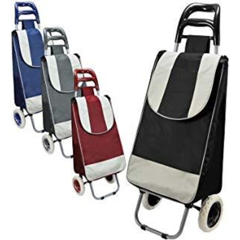 Shopping Trolley Solid Colour with One Stripe Pattern 92 x 26 x 21cm Assorted Colours 1220 A (Big Parcel Rate)