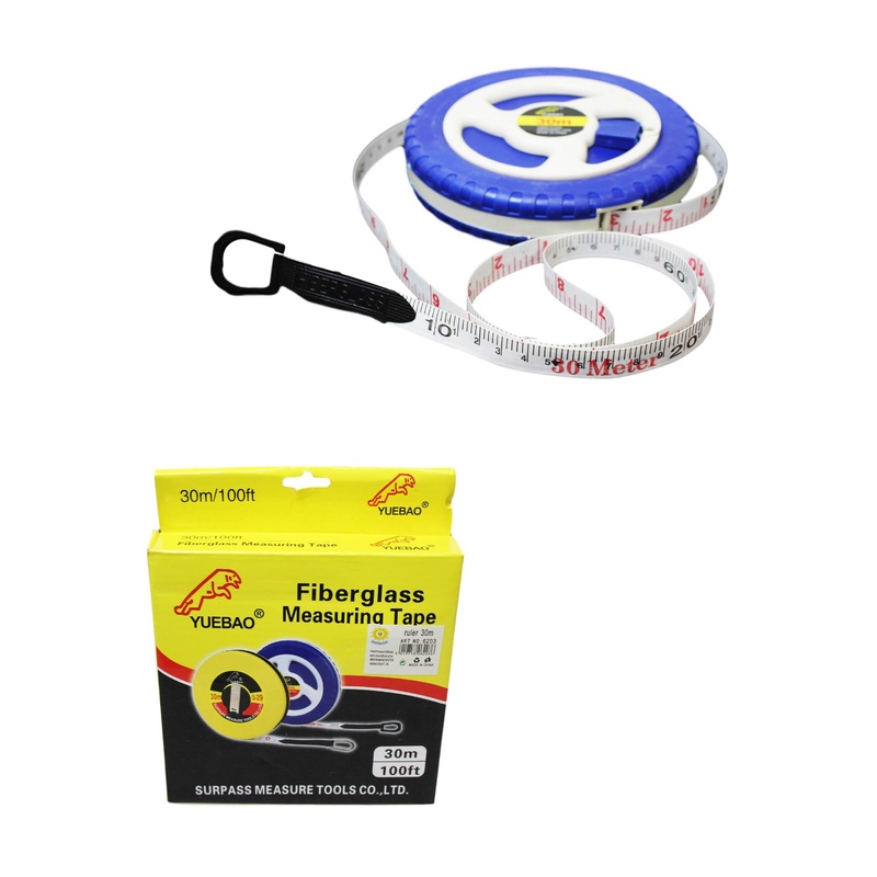 30m Fiberglass Tape Measure Builders Surveyors Long Reel Roll Measuring Tape 100ft 62036 (Parcel Rate)