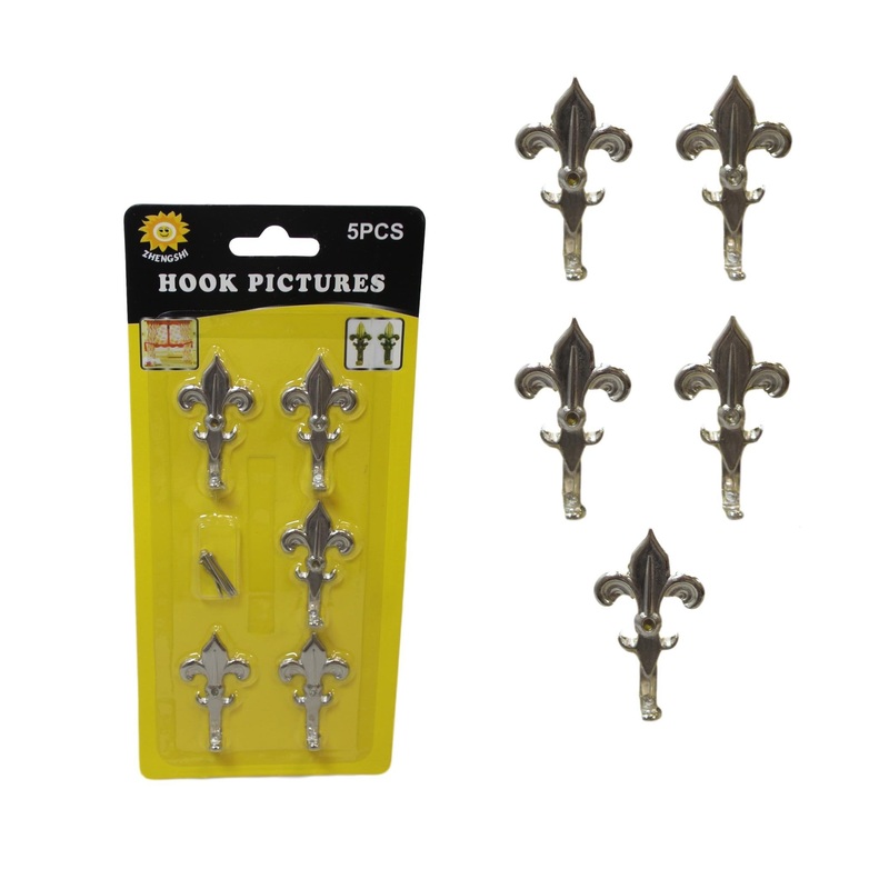 5 Pack Chrome Mini Picture Curtain Hooks With Nails 3cm 6002 (Large Letter Rate)