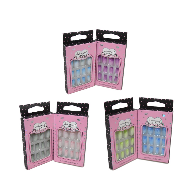 Artificial Fake Nail Extensions Glitters Square Tip Assorted Colours 6159 (Large Letter Rate)