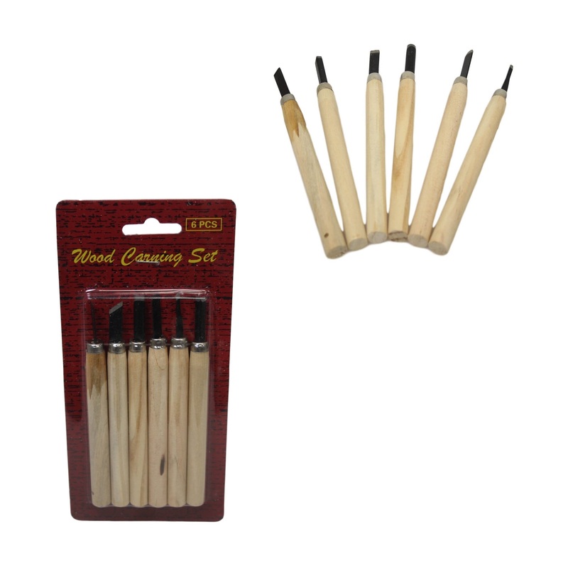 Assorted Wood Carving Set 14 cm Set of 6 6295 (Large Letter Rate)