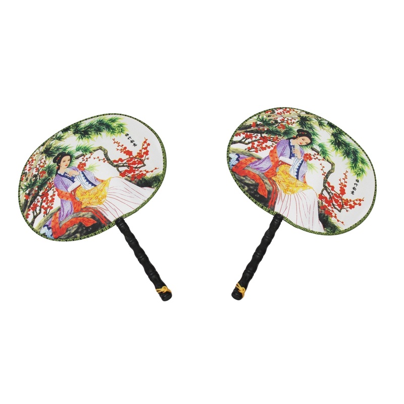 Chinese Modern Style Fabric Round Hand Fan 23 cm Assorted Designs 5806 (Parcel Rate)