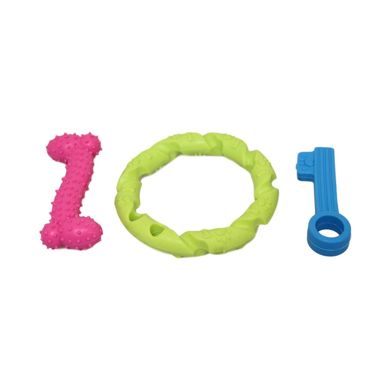 Pet Dog Toy Set of 3 10 cm Assorted Colours 6042 (Parcel Rate)