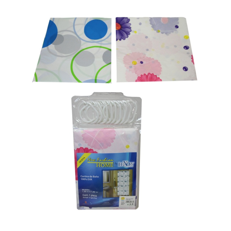 PEVA Bathroom Shower Curtain 180 x 180 cm Assorted Designs 5738 (Large Letter Rate)