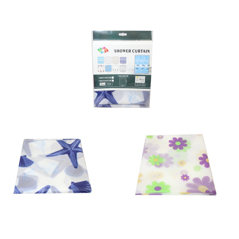 PEVA Bathroom Shower Curtain 180 x 200cm Assorted Designs 5739 (Parcel Rate)