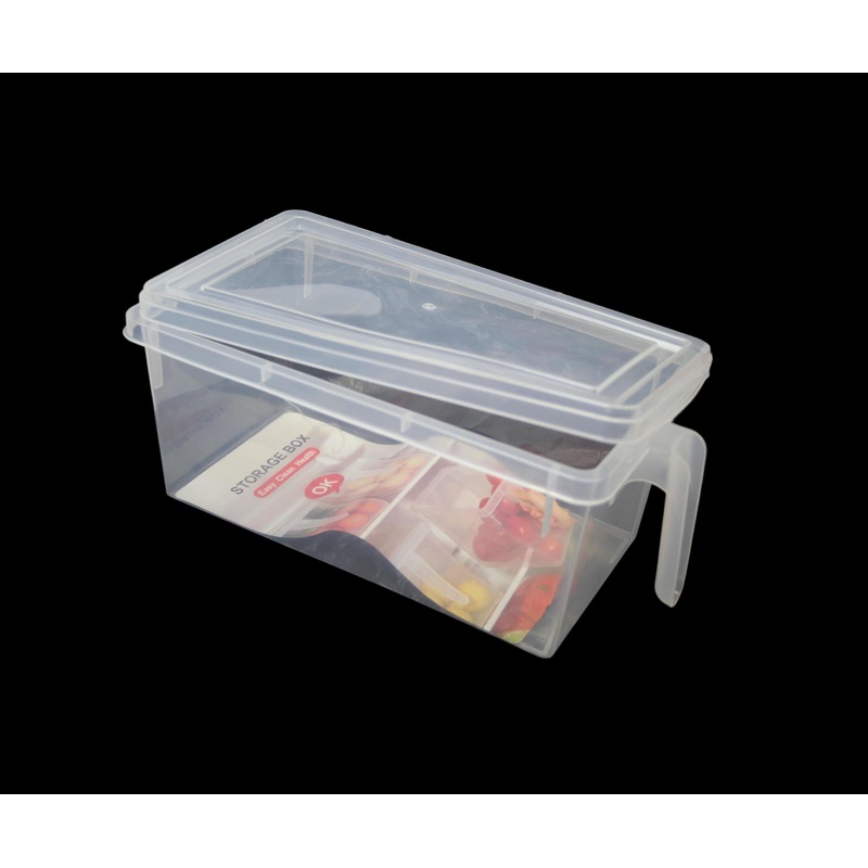 Plastic Clear Kitchen Fridge Storage Box Container with Lid and Handle 28 x 12.5 cm 6263 (Parcel Rate)