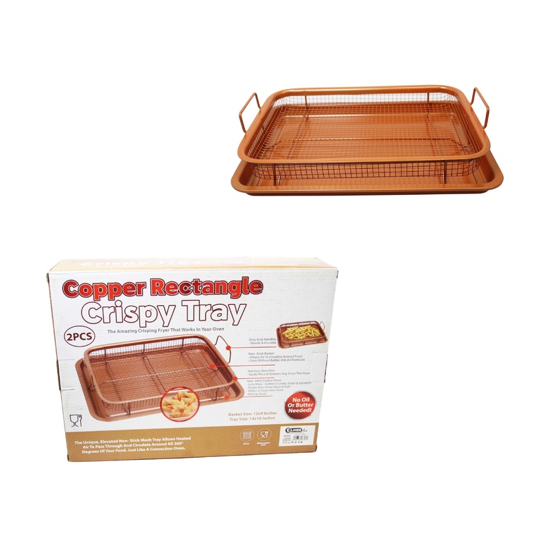 Rectangle Copper Crispy Oven Tray Set of 2 30 x 22 x 5 cm 6398 (Parcel Rate)
