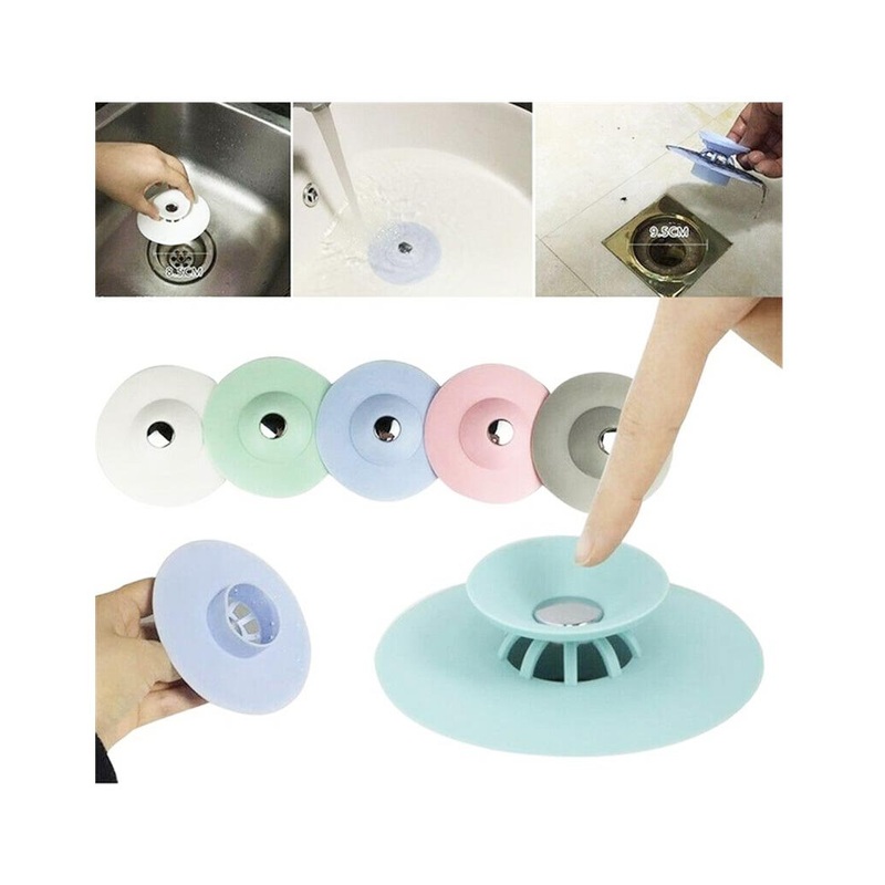 Silicone Bathroom Kitchen Sink Drain Plug Hair Catcher 9.5 cm Assorted Colours 6163 (Large Letter Rate)