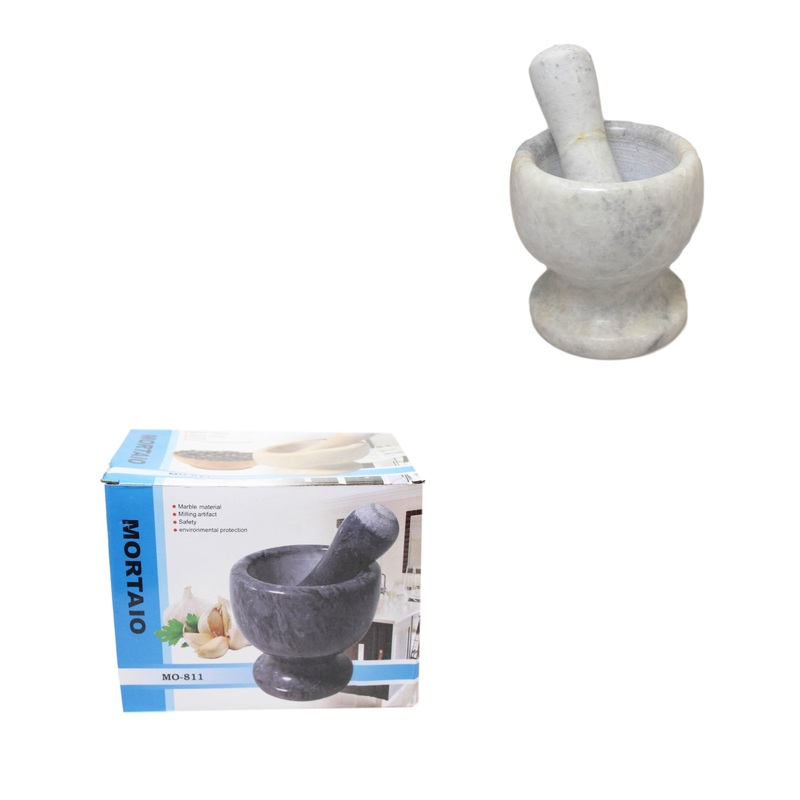 Spice Grinder Mortar and Pestle Crushing Bowl and Stick 14 x 12cm Assorted Colours 6230 (Parcel Rate)
