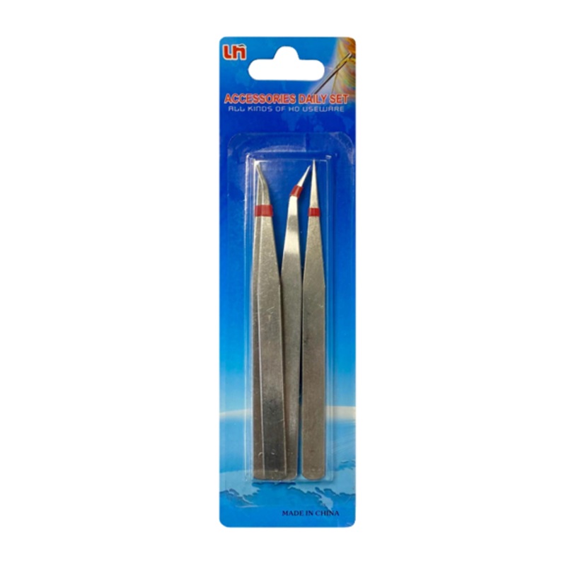 Stainless Steel Tweezers 12.5cm Pack of 4 Assorted Designs 6006 (Large Letter Rate)