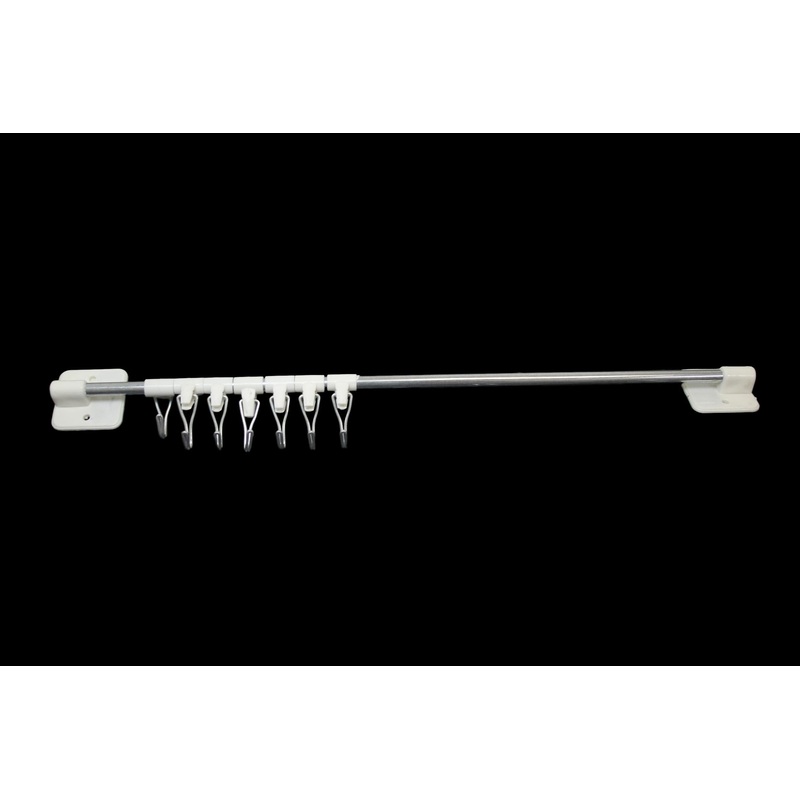 Suction Bathroom Kitchen Rail With Hooks Easy Storage Self Adhesive Rail 7 Hooks 45cm 62586 (Large Letter Rate)