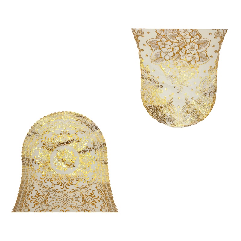 Table Centre Placemat Floral Gold  80 x 40 cm Assorted Designs 62593 (Large Letter Rate)