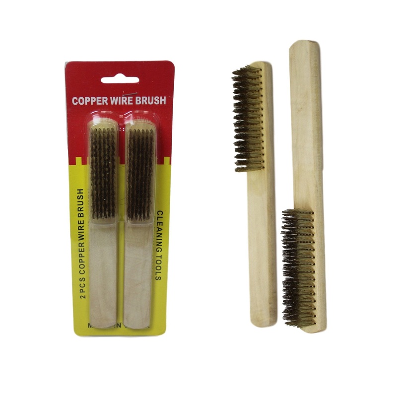 Wooden Handle Copper Wire Cleaning Brush 20 cm Pack of 2 2003 (Parcel Rate)