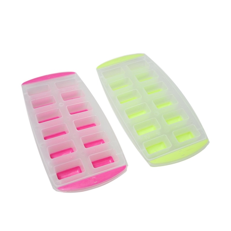 12 Ice Cube Tray Maker with Silicone Bottom 25 x 12 cm Assorted Colours 5732 (Parcel Rate)