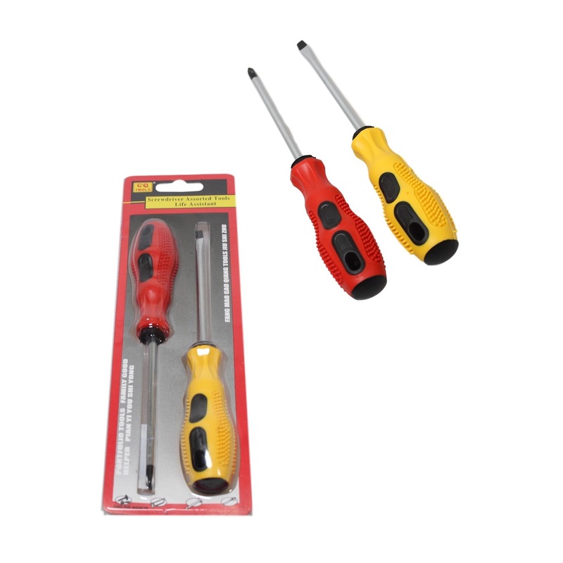 Assorted 2 Type Screwdriver Set Slotted and Cross Slot Screwdriver Set 20cm 5834 (Parcel Rate)