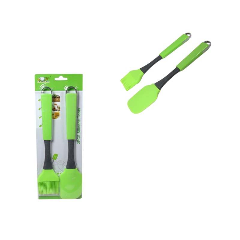 Baking Cooking 2 Pack Silicone Brush and Spatula Kitchen Tool Green 26cm 5933 (Large Letter Rate)