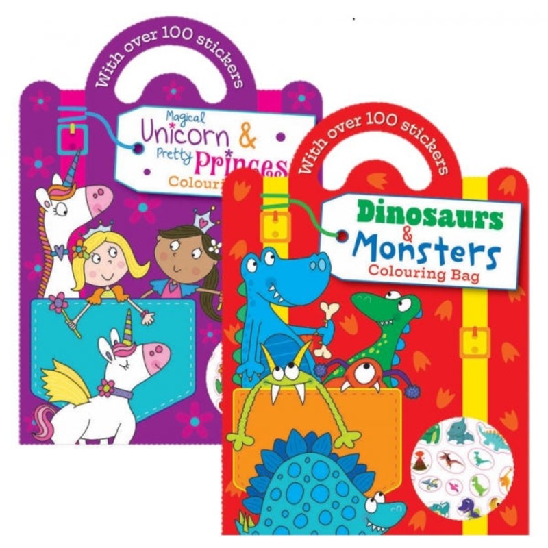 Childrens Fun Activity Colouring Bag With Over 100 Stickers 2 Designs P2595 A  (Parcel Rate)
