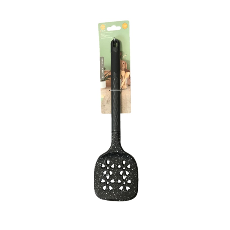 Plastic Cooking Spatula 10 x 35 cm Speckled Black SG3002 (Parcel Rate)