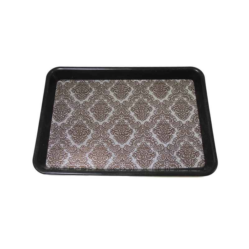 Plastic Rectangle Drinks Bar Serving Tray with Printed Design 36 x 26 cm Assorted Colours 6051 (Parcel Rate)