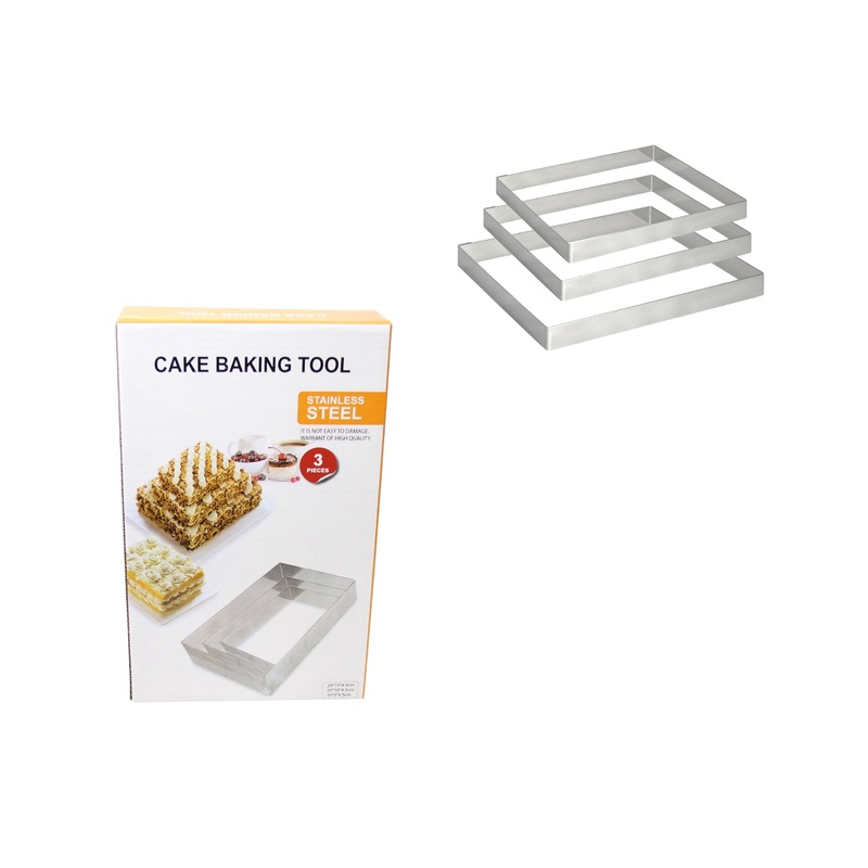 Stainless Steel Cake Baking Tool Rectangle Mould 25cm  20cm  15cm  5917 (Parcel Rate)