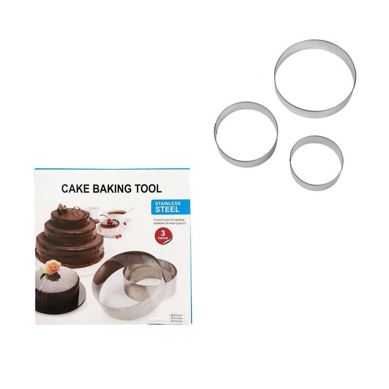 Stainless Steel Round Baking Ring Mould Set of 3 5916 (Parcel Rate)