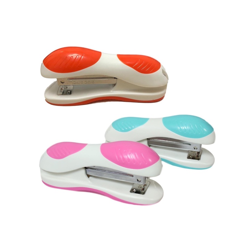 Stationery Office Stapler Padded Design 3 Orange Pink Blue Stapler (24/6) 12cm 5961 (Parcel Rate)