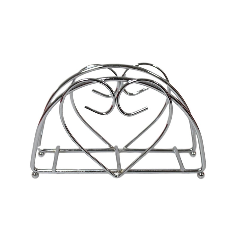 Steel Dining Table Napkin Serviette Holder with Heart Design 14 cm 5987 (Parcel Rate)