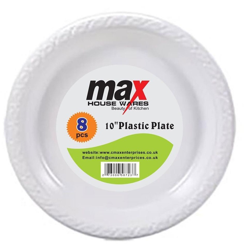 10″ Disposable White Plastic Plate Pack of 8 MX8001 A (Parcel Rate)