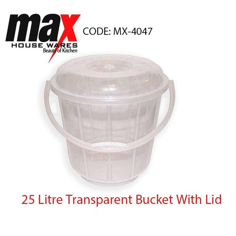 25 Litre Transparent Bucket With Lid And Handle MX4047 (Parcel Rate)