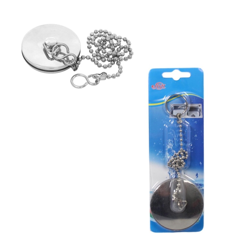 Chrome Metal Bathroom Bath Plug and Chain 6.00 cm 5585 (Large Letter Rate)