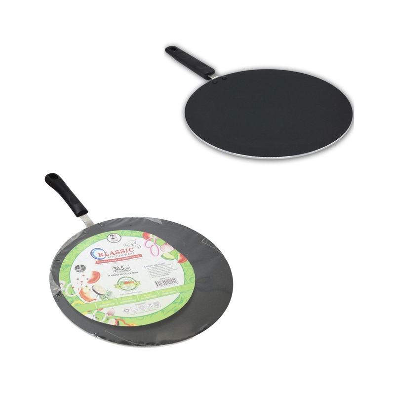 Classic Black Kitchen Tawa Quality Cookware Non Stick 2 Layer 30.5cm 102 (Parcel Rate)