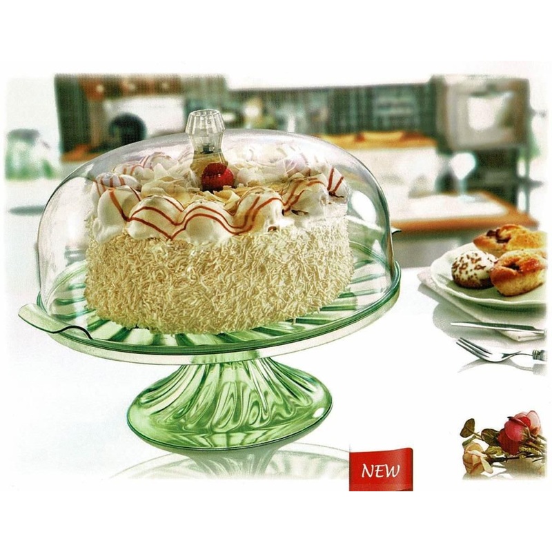 Plastic Crystal Cake Pastry Stand with Cover 28.5 x 25 cm Assorted Colours SA205 (Parcel Rate)