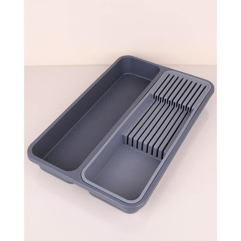 Plastic Kitchen Cutlery Drawer Organiser with Knife Holding Slits Assorted Colours BNM0636 (Parcel Rate)