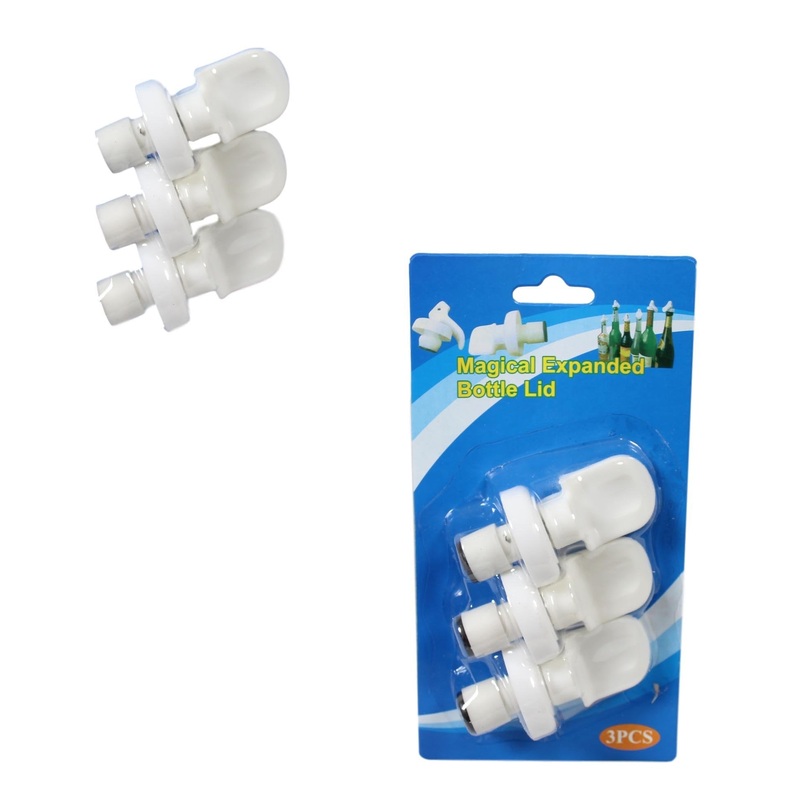 Plastic Oil Vinegar Wine Bottle Stopper 7cm Pack of 3 White 5606 (Parcel Rate)