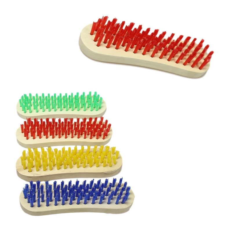 Wooden Cleaning Scrubbing Brush with Hard Bristles 16 cm Assorted Colours 5670 (Parcel Rate)