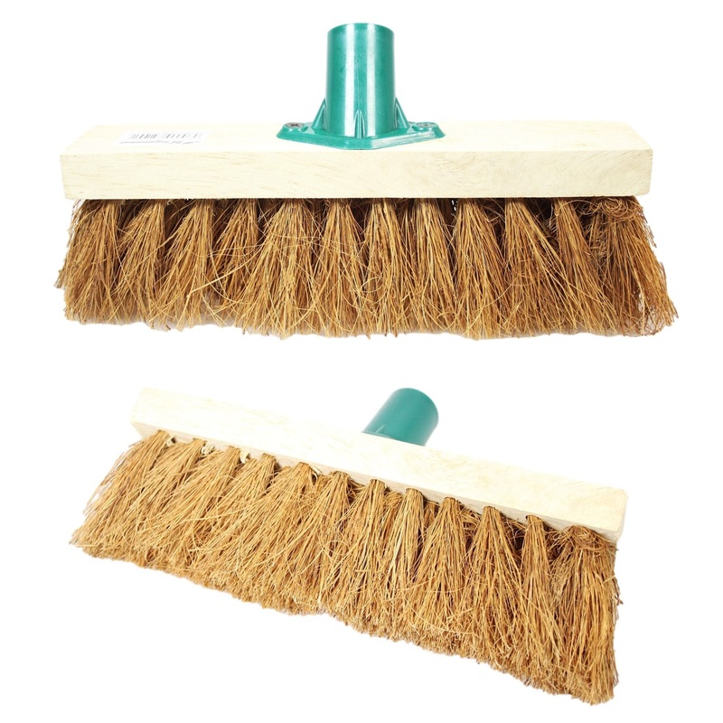 10″ Soft Coco Garden Wooden Broom Brush Head 1001 (Parcel Rate)