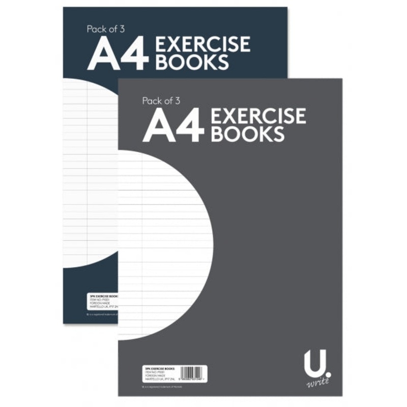 A4 Exercise Book 16 Sheets 30 x 21 cm Pack of 3 P1001 (Parcel Rate)