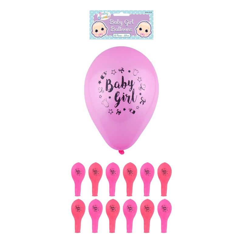 ‘Baby Girl’ Party Birth Celebration Balloons Pink 23 cm X38746 (Large Letter Rate)