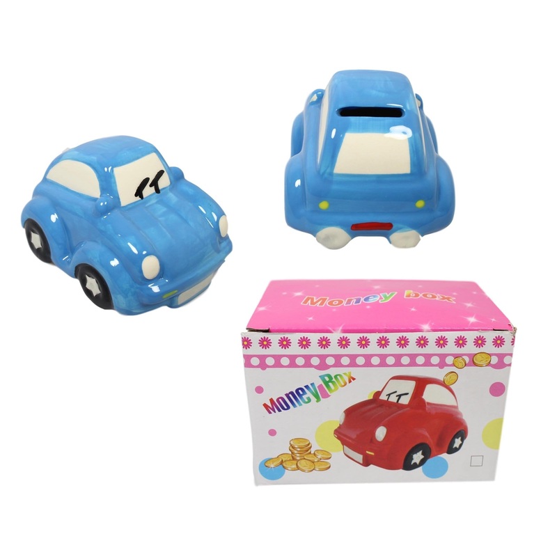 Children’s Ceramic Car Money Box Piggy Bank  13 x 8 cm Assorted Colours 5598 (Parcel Rate)