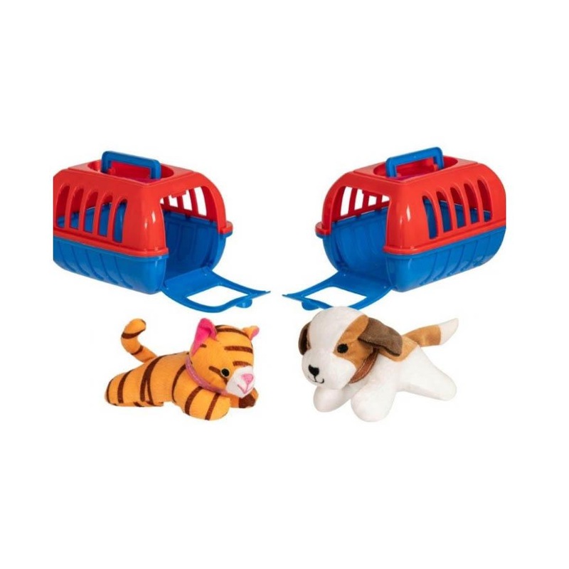 Children’s Toys Soft Pet Cat / Dog in Plastic Cage Assorted Colours 1374541 (Parcel Rate)
